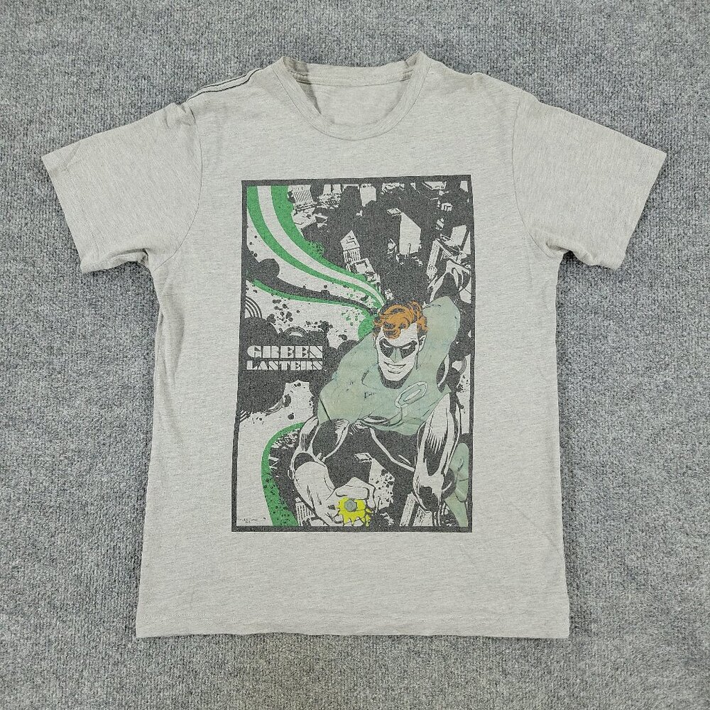 Green Lantern Shirt Men Small Gray DC Comics Graphic Tee Crew Neck Short Sleeve